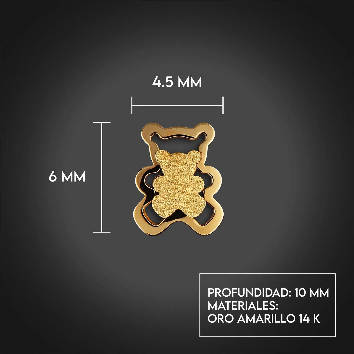 Aretes de oro 14K broquel 2 Osos oro amarillo brillante y mate GIALLO JEWELRY