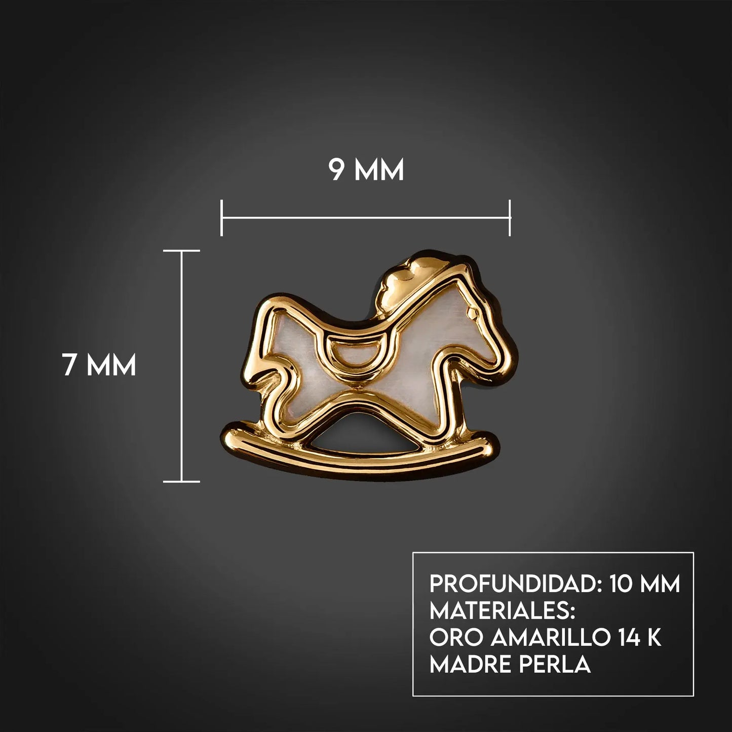 Aretes de oro 14K broquel Caballito mecedor oro amarillo con madre perla GIALLO JEWELRY
