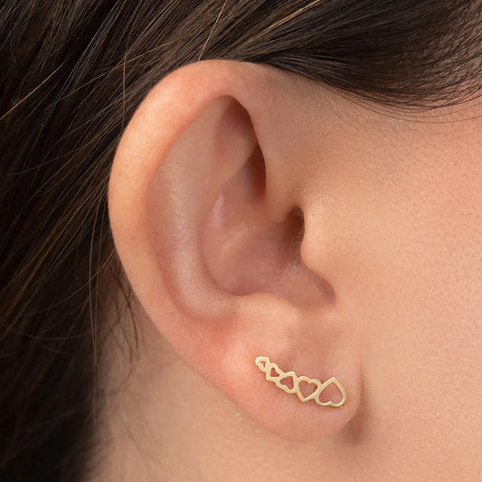 Aretes de oro 14K broquel Corazones oro amarillo GIALLO JEWELRY