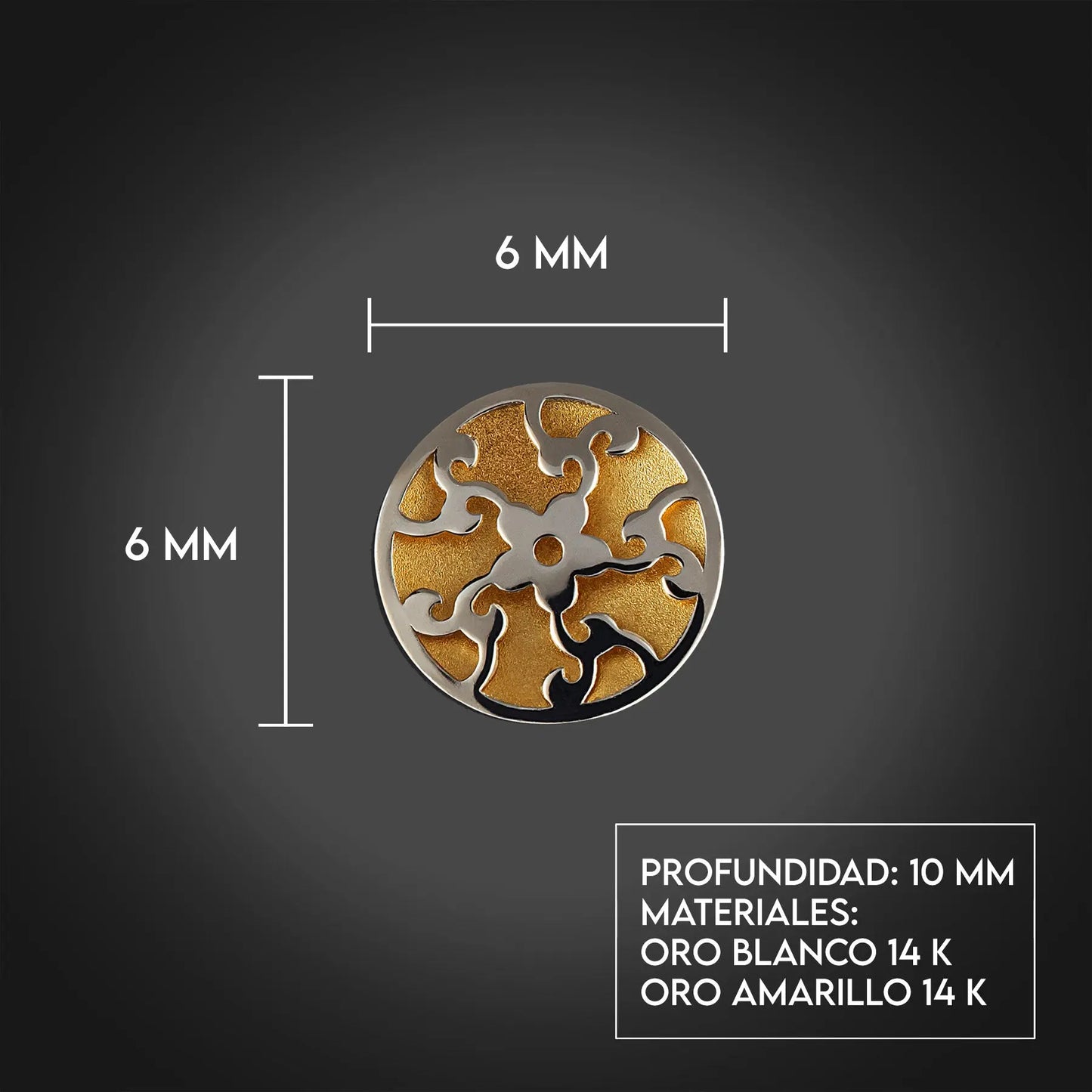 Aretes de oro 14K broquel Flor y hojas oro blanco y amarillo