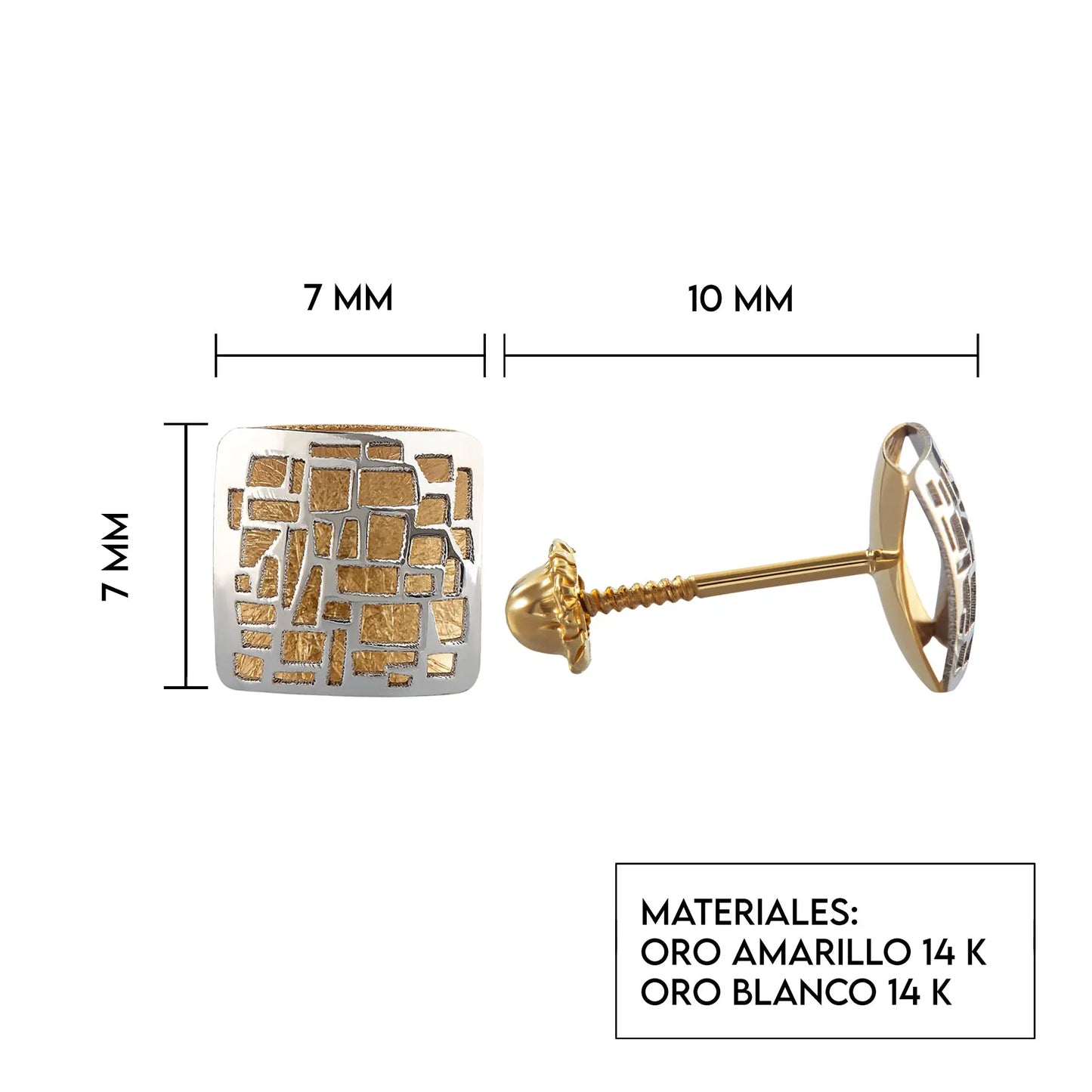 Aretes de oro 14K broquel Minimalist de oro blanco y oro amarillo GIALLO JEWELRY