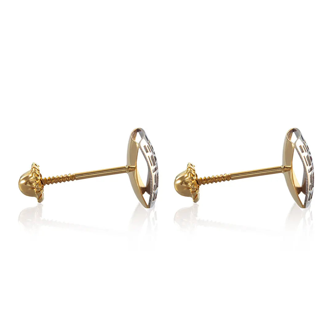 Aretes de oro 14K broquel Minimalist de oro blanco y oro amarillo GIALLO JEWELRY