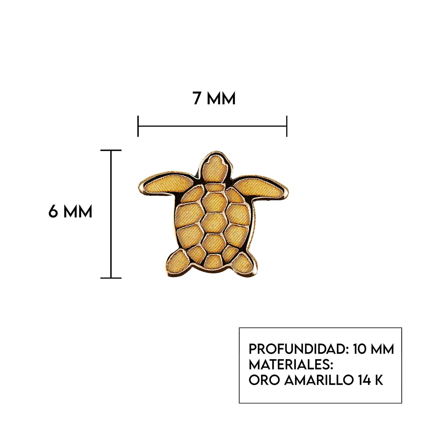 Aretes de oro 14K broquel Tortuga de mar oro blanco y amarillo