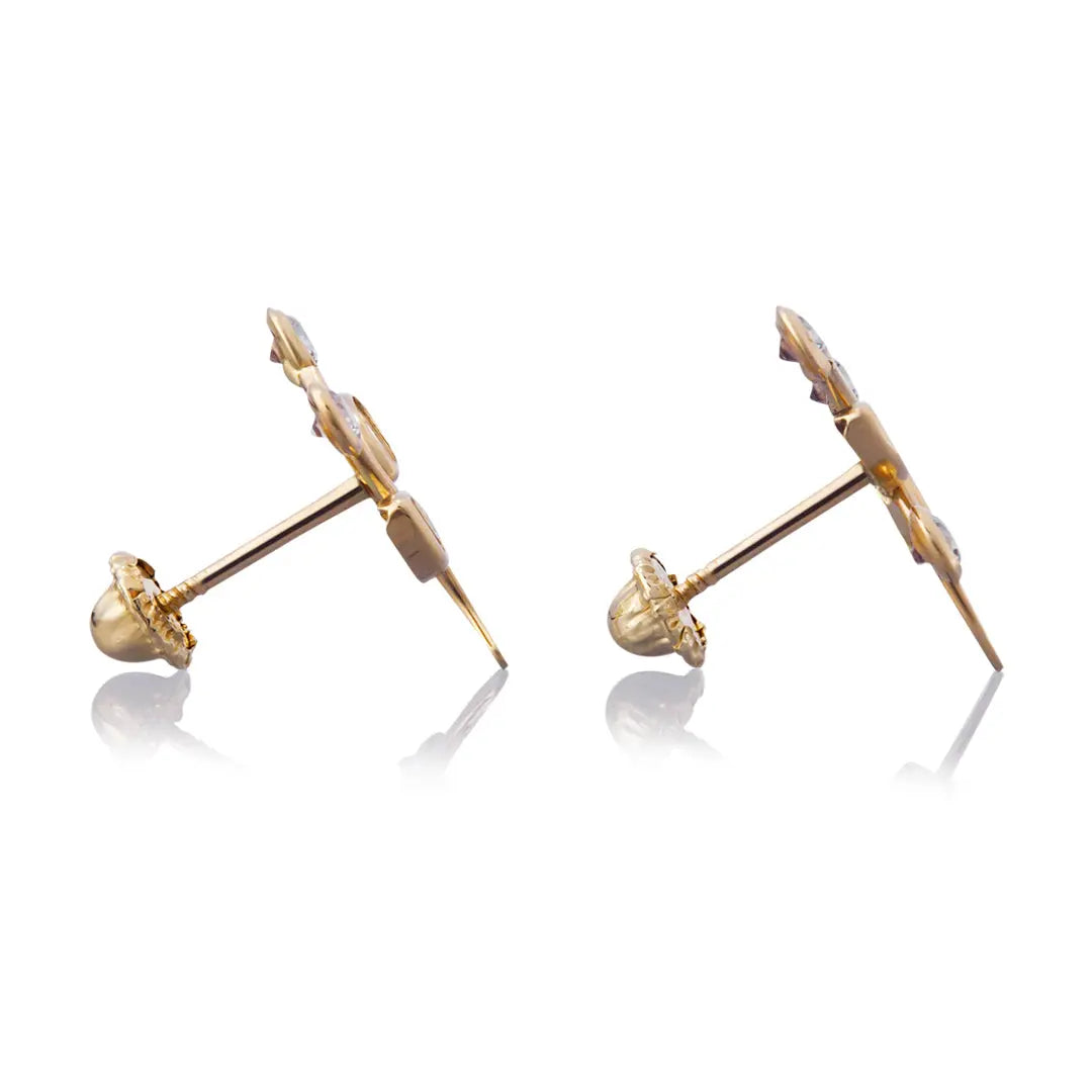 Aretes de oro 14k Broquel Arbol de luz de oro amarillo con circonias brillantes GIALLO JEWELRY