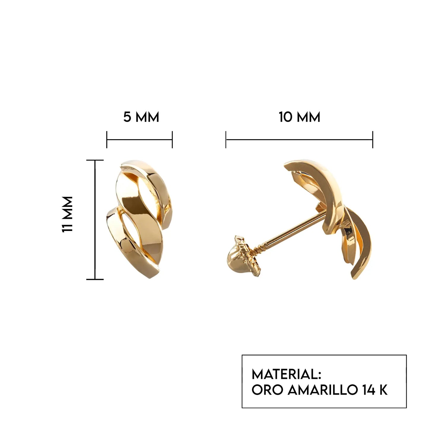 Aretes de oro 14k Broquel Caramelos con oro amarillo GIALLO JEWELRY