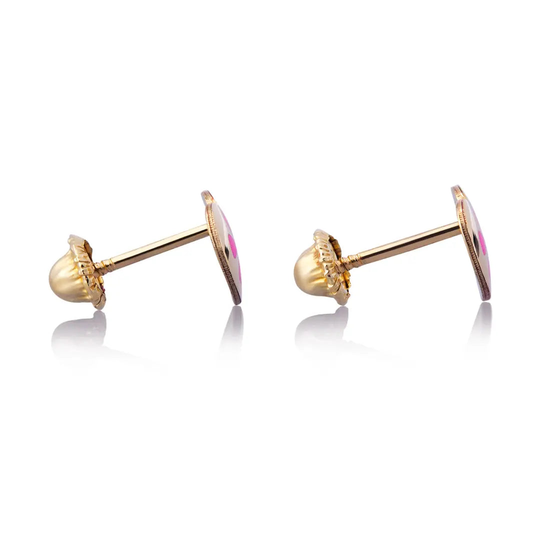Aretes de oro 14k Broquel Corazón esmaltado de oro amarillo brillante GIALLO JEWELRY