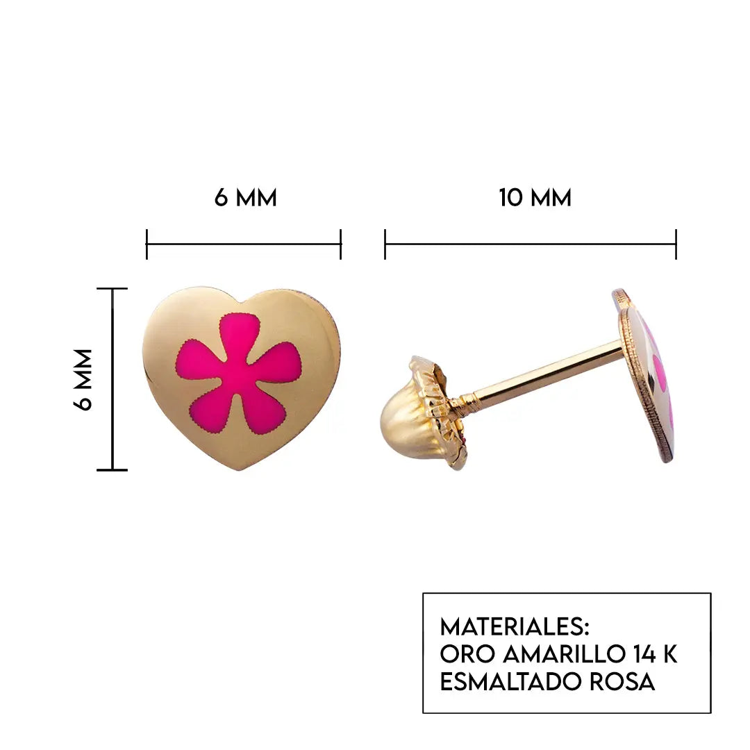 Aretes de oro 14k Broquel Corazón esmaltado de oro amarillo brillante GIALLO JEWELRY