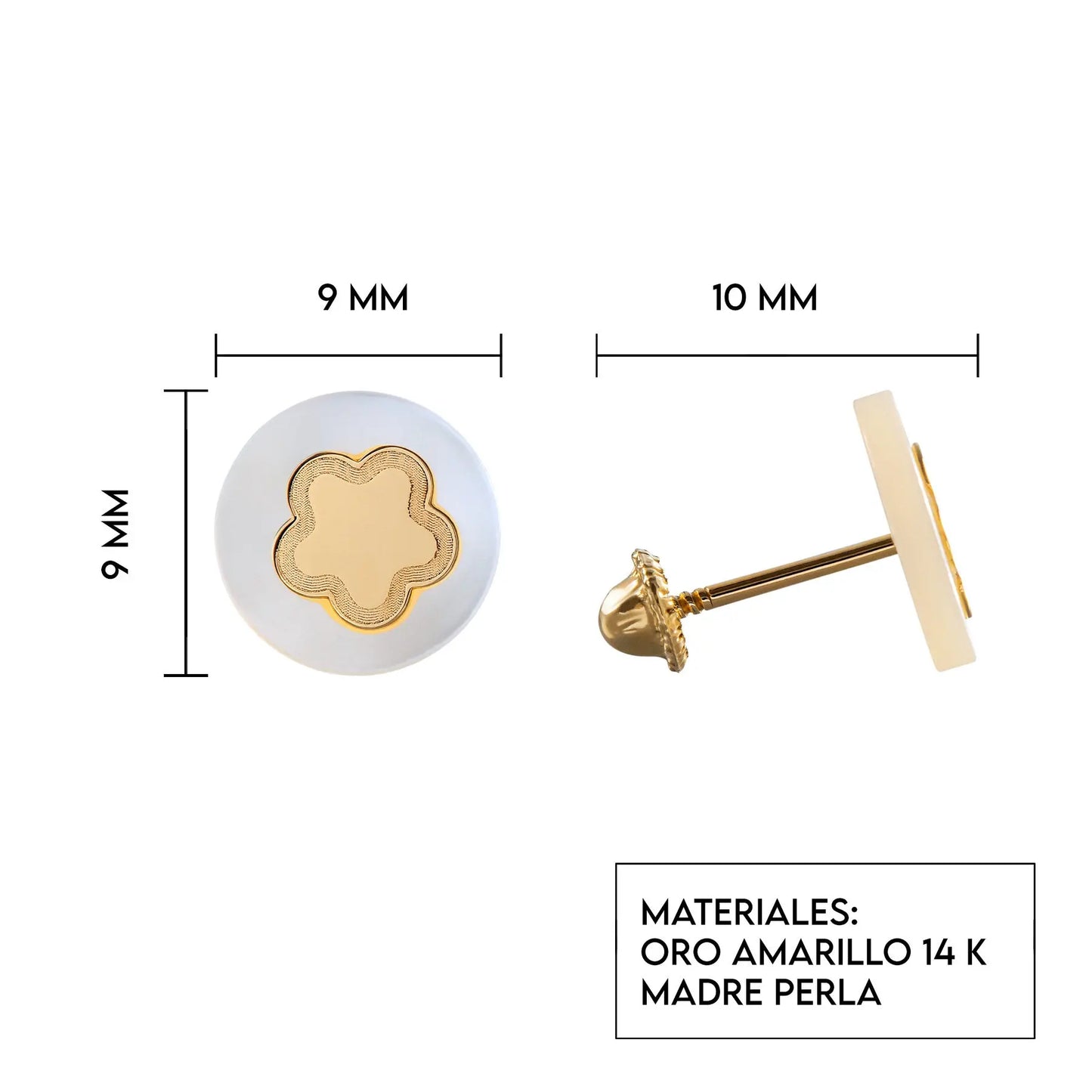 Aretes de oro 14k Broquel Estrella perlada con oro amarillo y madre perla GIALLO JEWELRY