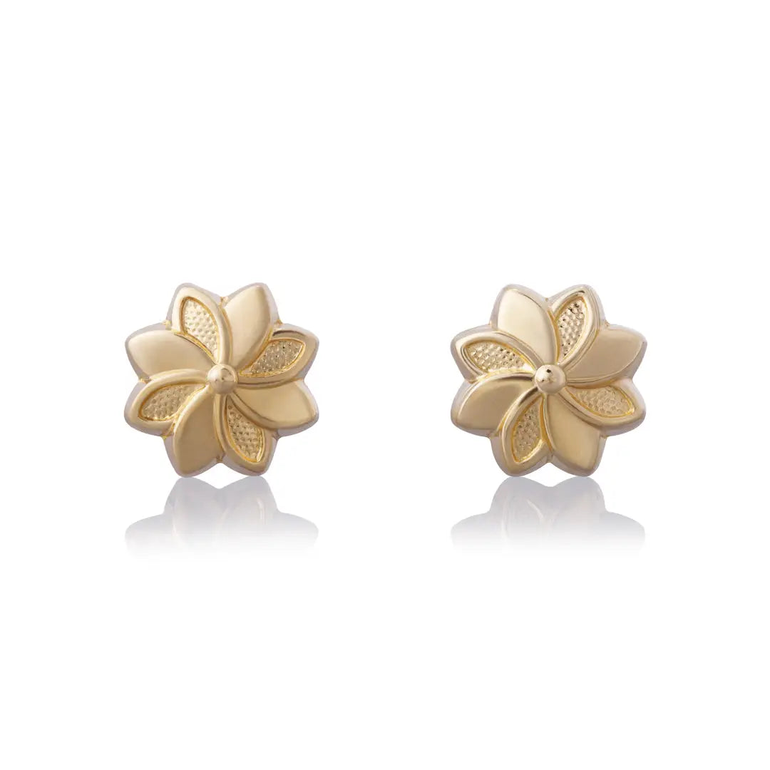 Aretes de oro 14k Broquel Flor de pascua dorada de oro amarillo brillante texturizada GIALLO JEWELRY