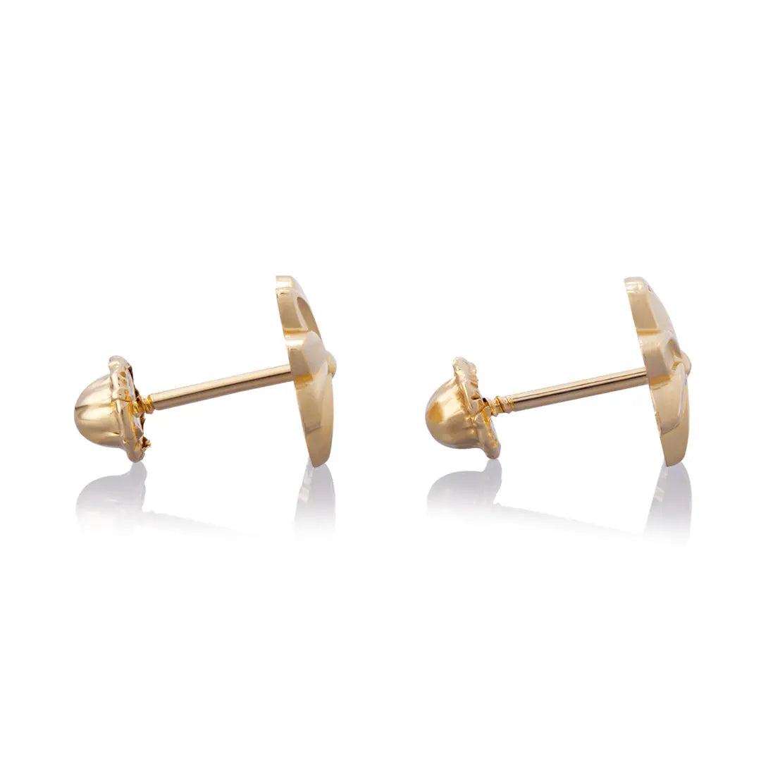 Aretes de oro 14k Broquel Flor de pascua dorada de oro amarillo brillante texturizada GIALLO JEWELRY
