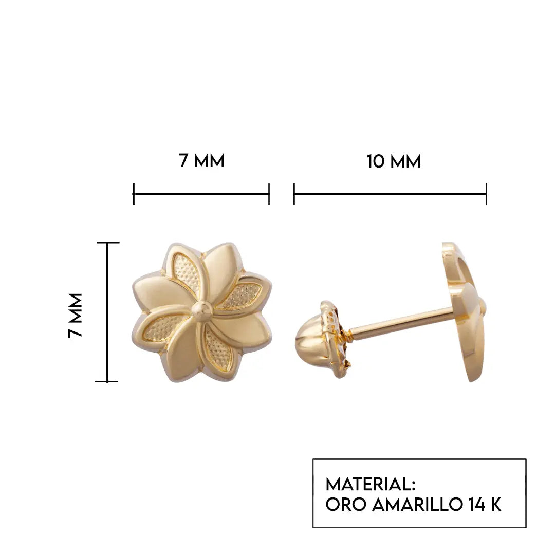 Aretes de oro 14k Broquel Flor de pascua dorada de oro amarillo brillante texturizada GIALLO JEWELRY