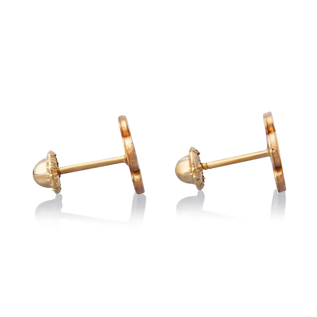 Aretes de oro 14k Broquel Flor espirea de oro amarillo y madre perla GIALLO JEWELRY
