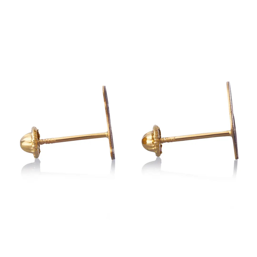 Aretes de oro 14k Broquel GIALLO COLLECTION Conejos de oro amarillo con oro blanco GIALLO JEWELRY