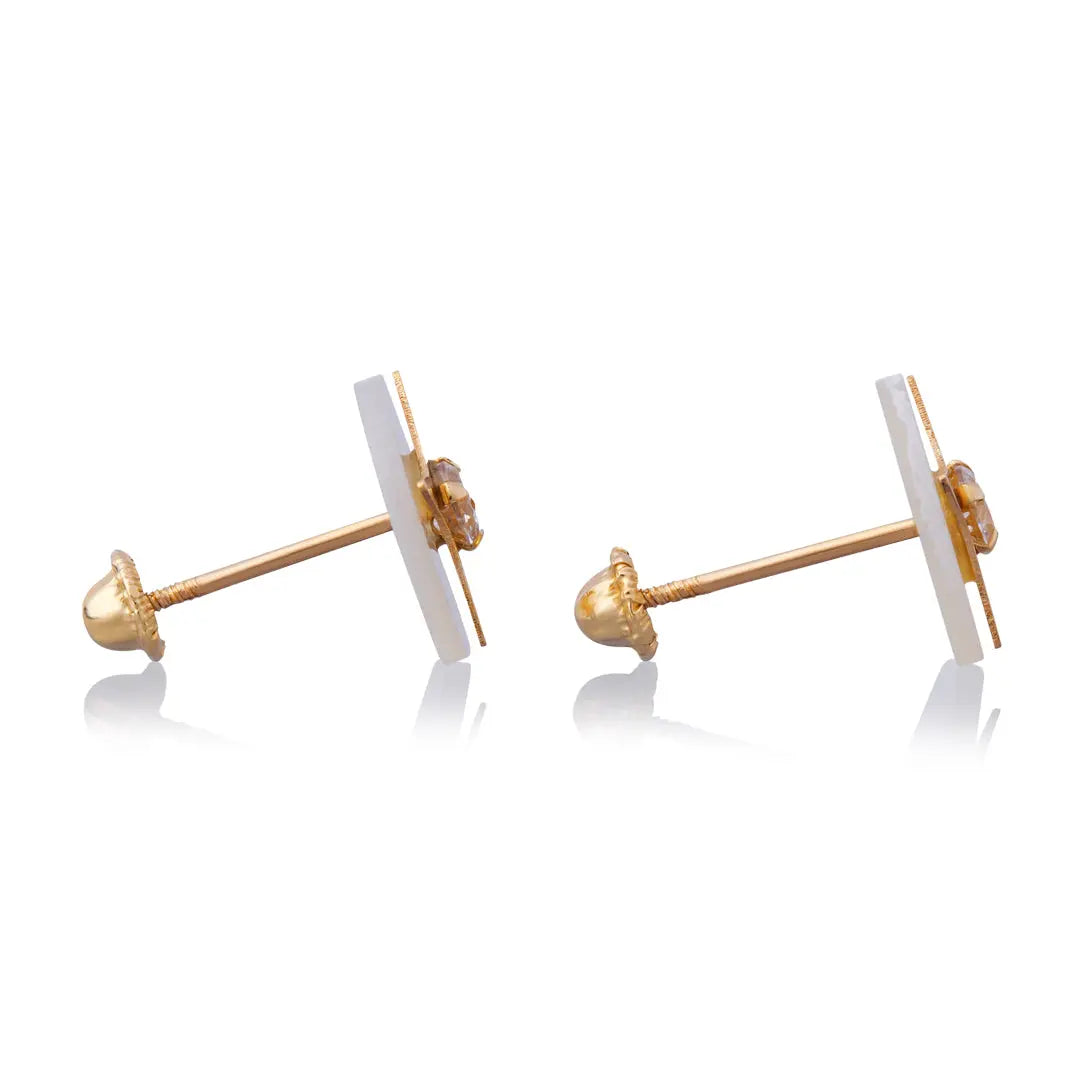 Aretes de oro 14k Broquel GIALLO COLLECTION Estrella de belén de oro amarillo, con madre perla y circonias brillantes GIALLO JEWELRY