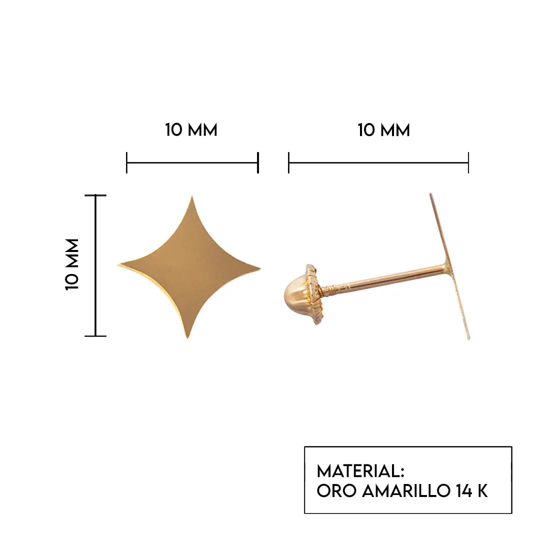 Aretes de oro 14k Broquel GIALLO COLLECTION Estrella dorada de oro amarillo GIALLO JEWELRY