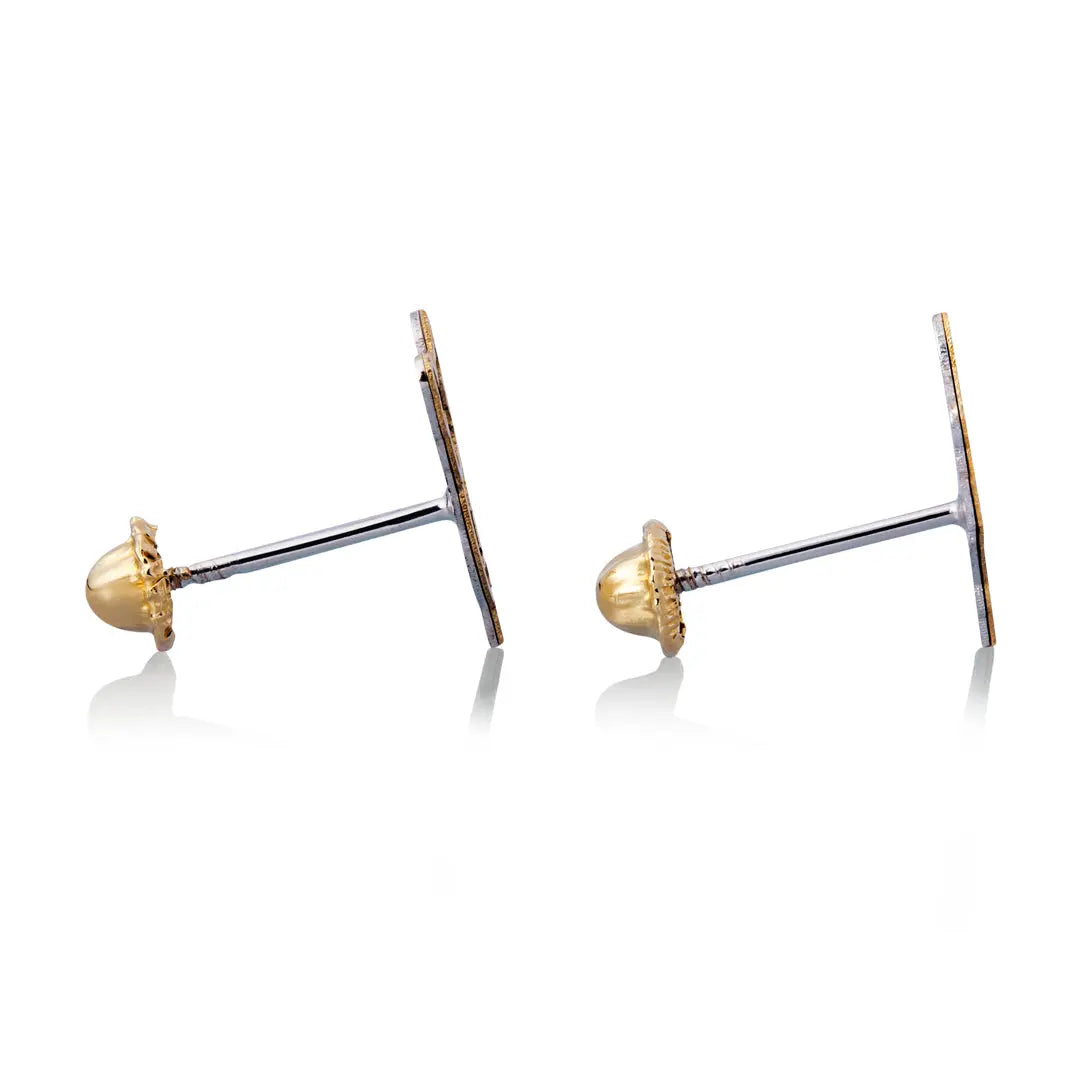 Aretes de oro 14k Broquel GIALLO COLLECTION Khoalas de oro blanco y amarillo GIALLO JEWELRY