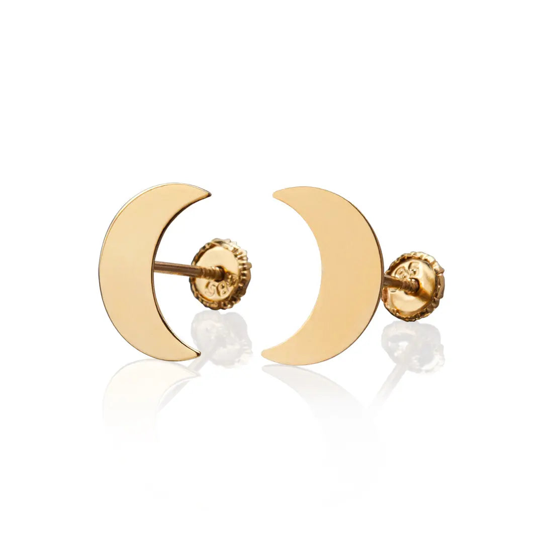 Aretes de oro 14k Broquel GIALLO COLLECTION Lunas doradas de oro amarillo GIALLO JEWELRY