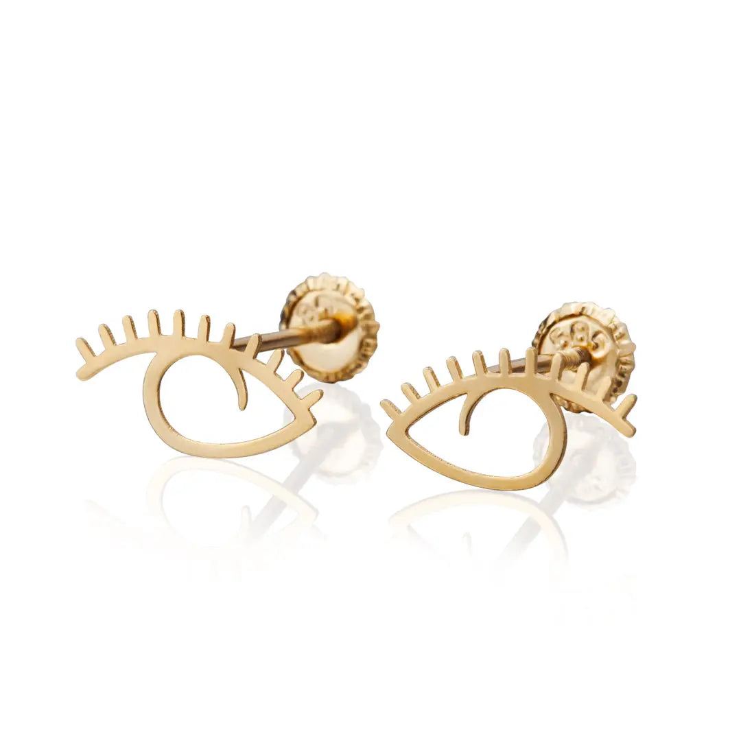 Aretes de oro 14k Broquel GIALLO COLLECTION Ojos de oro amarillo GIALLO JEWELRY