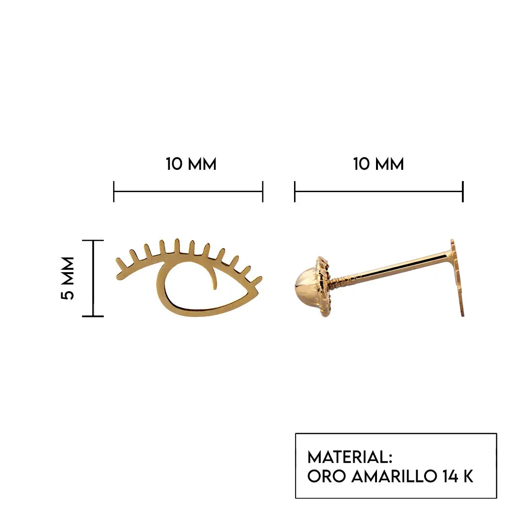 Aretes de oro 14k Broquel GIALLO COLLECTION Ojos de oro amarillo GIALLO JEWELRY