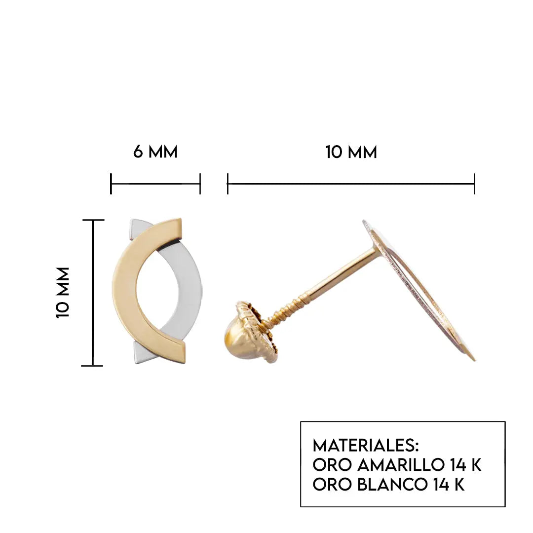 Aretes de oro 14k Broquel GIALLO COLLECTION Símbolo de oro amarillo y oro blanco GIALLO JEWELRY