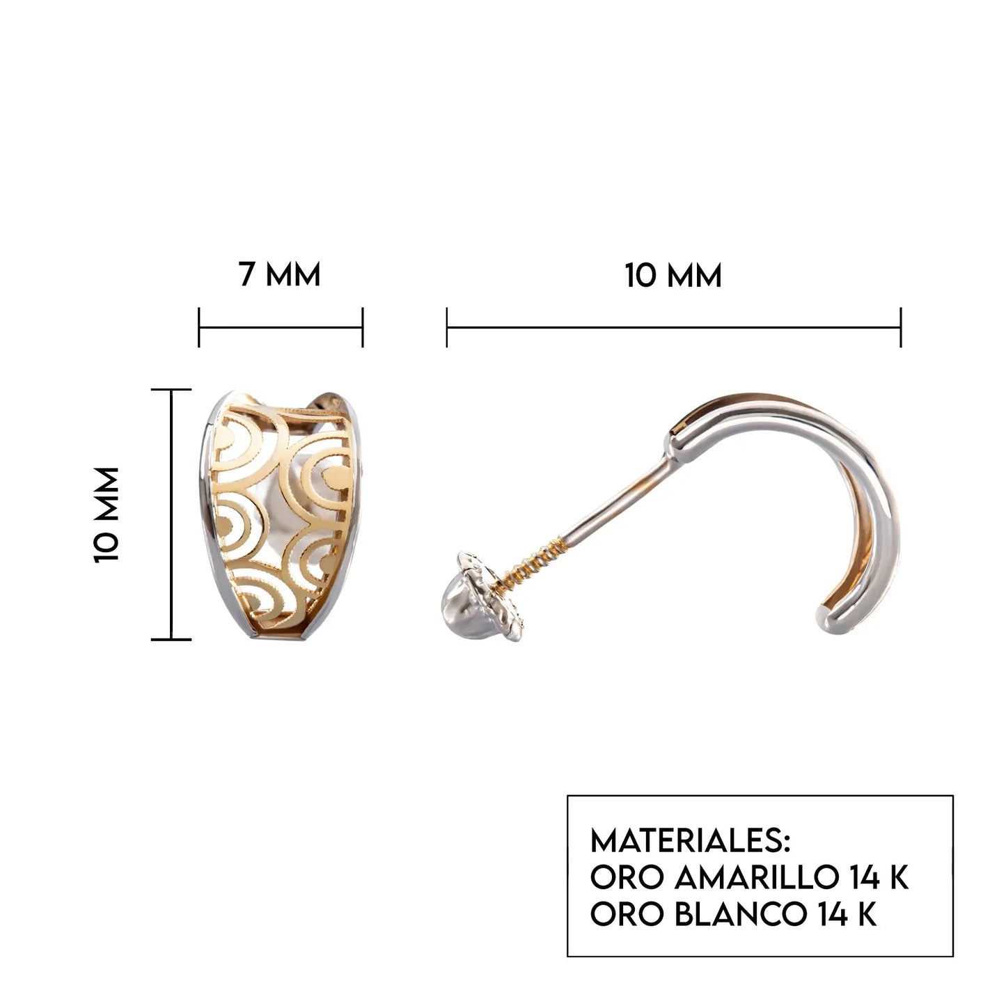 Aretes de oro 14k Broquel Hoja minimalista con oro amarillo GIALLO JEWELRY