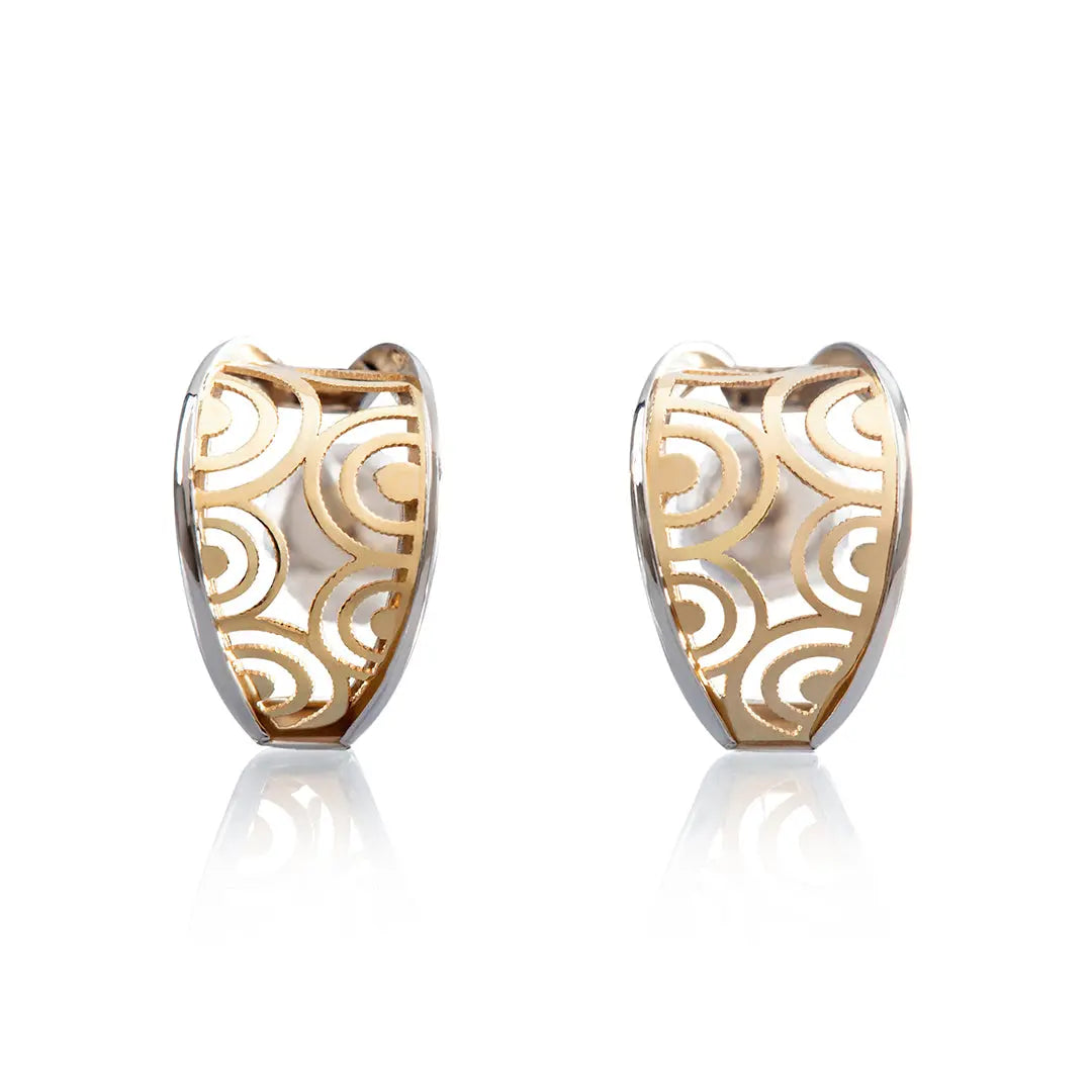 Aretes de oro 14k Broquel Hoja minimalista con oro amarillo GIALLO JEWELRY