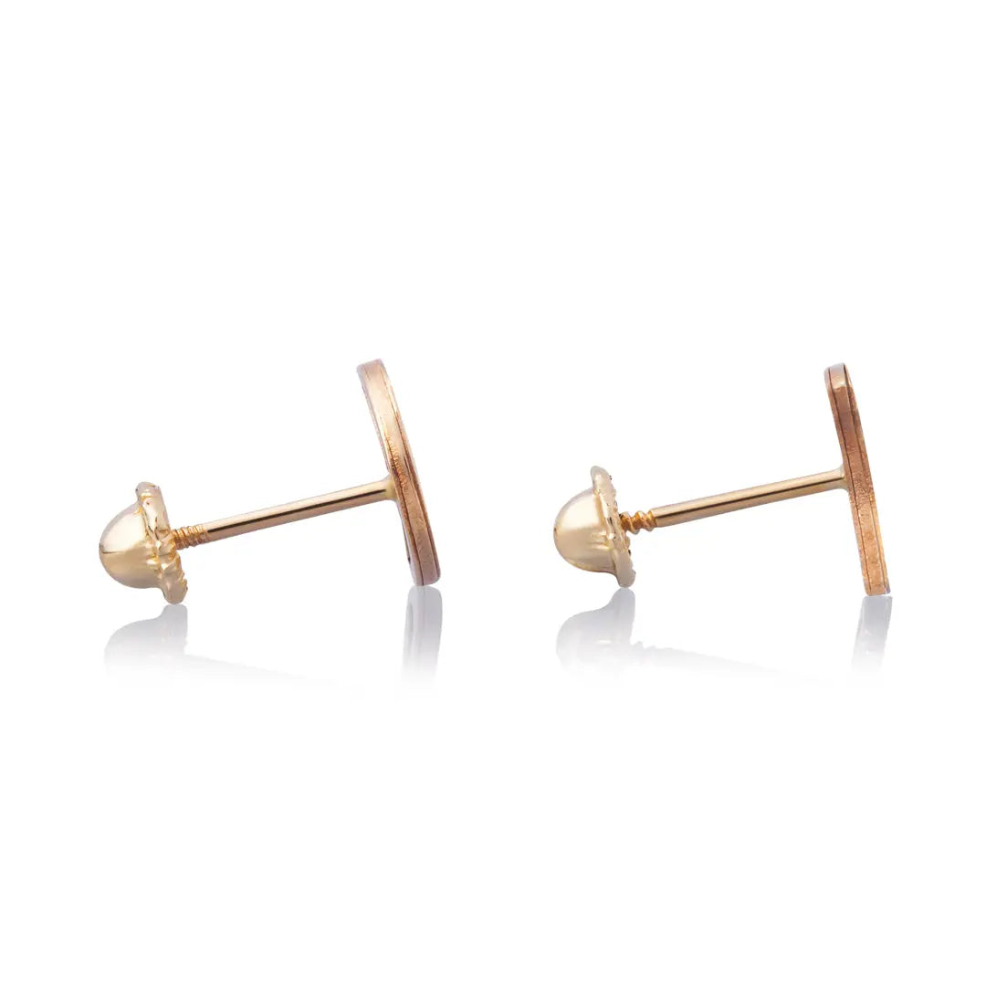Aretes de oro 14k Broquel Lunas de oro amarillo con madre perla GIALLO JEWELRY