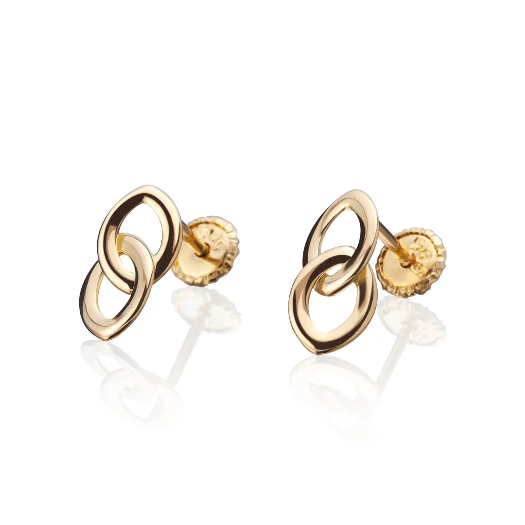 Aretes de oro 14k Broquel Ojuelas doradas de oro amarillo brillante GIALLO JEWELRY