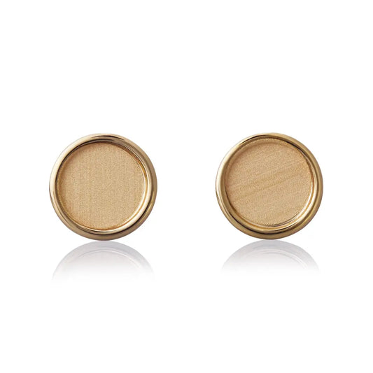 Aretes de oro 14k Broquel Sol dorado amanecer de oro amarillo brillante y mate GIALLO JEWELRY