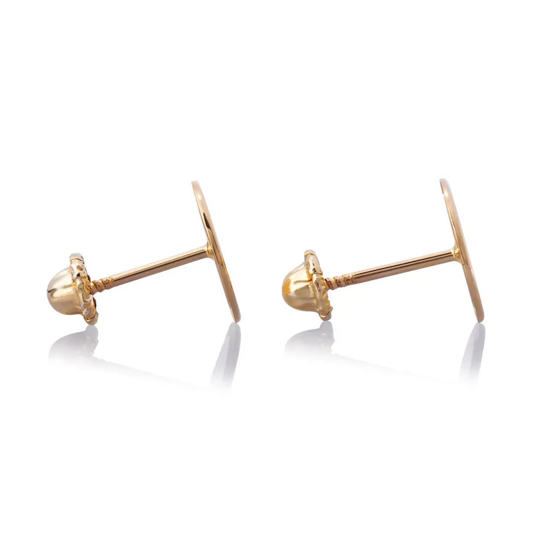 Aretes de oro 14k Broquel Sol dorado amanecer de oro amarillo brillante y mate GIALLO JEWELRY