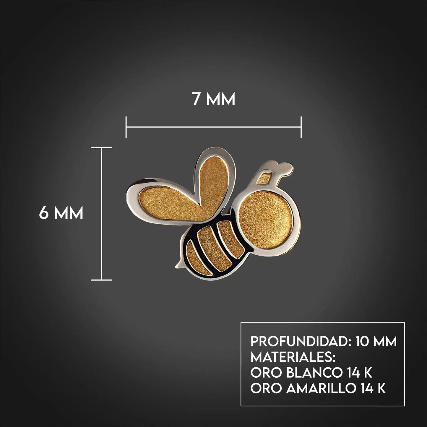 Aretes de oro 14K broquel Abejas oro blanco y amarillo GIALLO JEWELRY