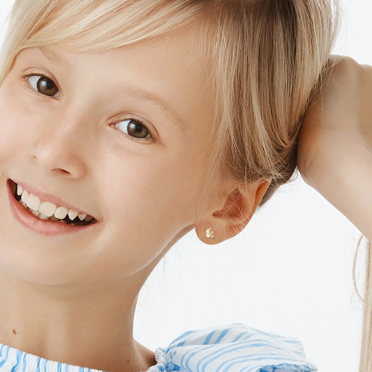 Aretes de oro 14K broquel Abejas oro blanco y amarillo GIALLO JEWELRY