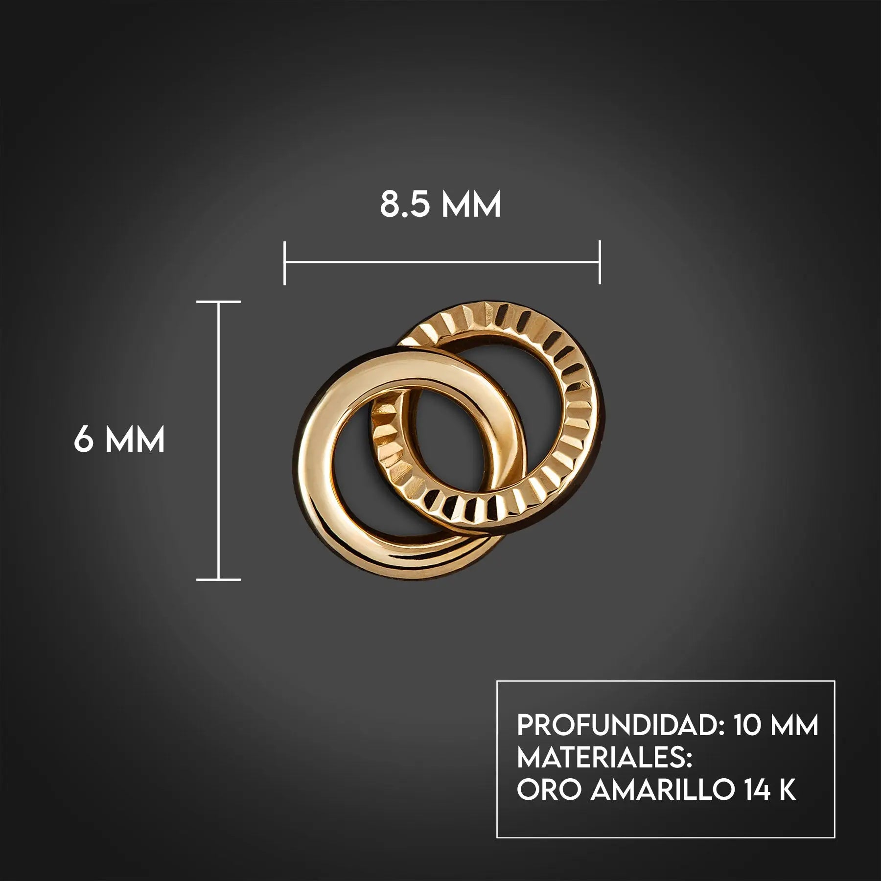 Aretes de oro 14K broquel Círculos entrelazados oro amarillo GIALLO JEWELRY