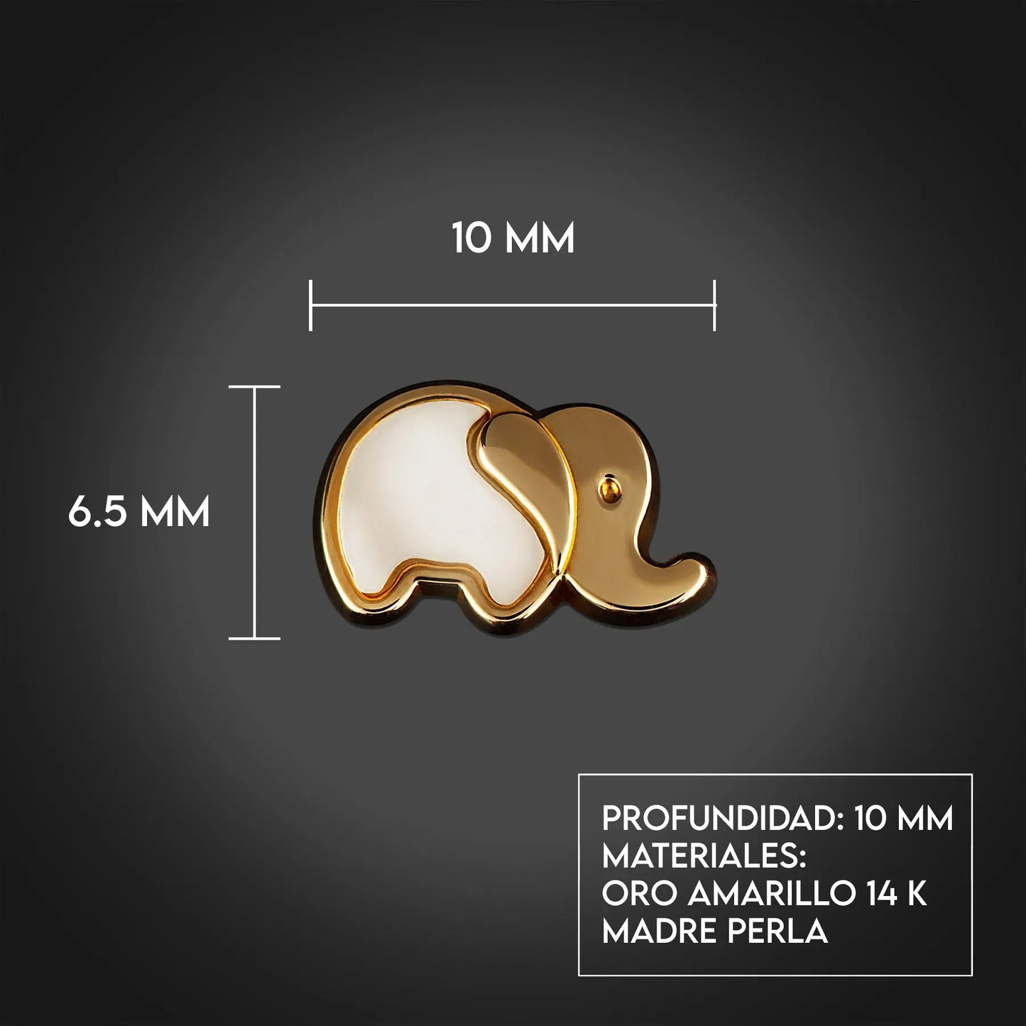 Aretes de oro 14K broquel Elefante oro amarillo, y madre perla GIALLO JEWELRY