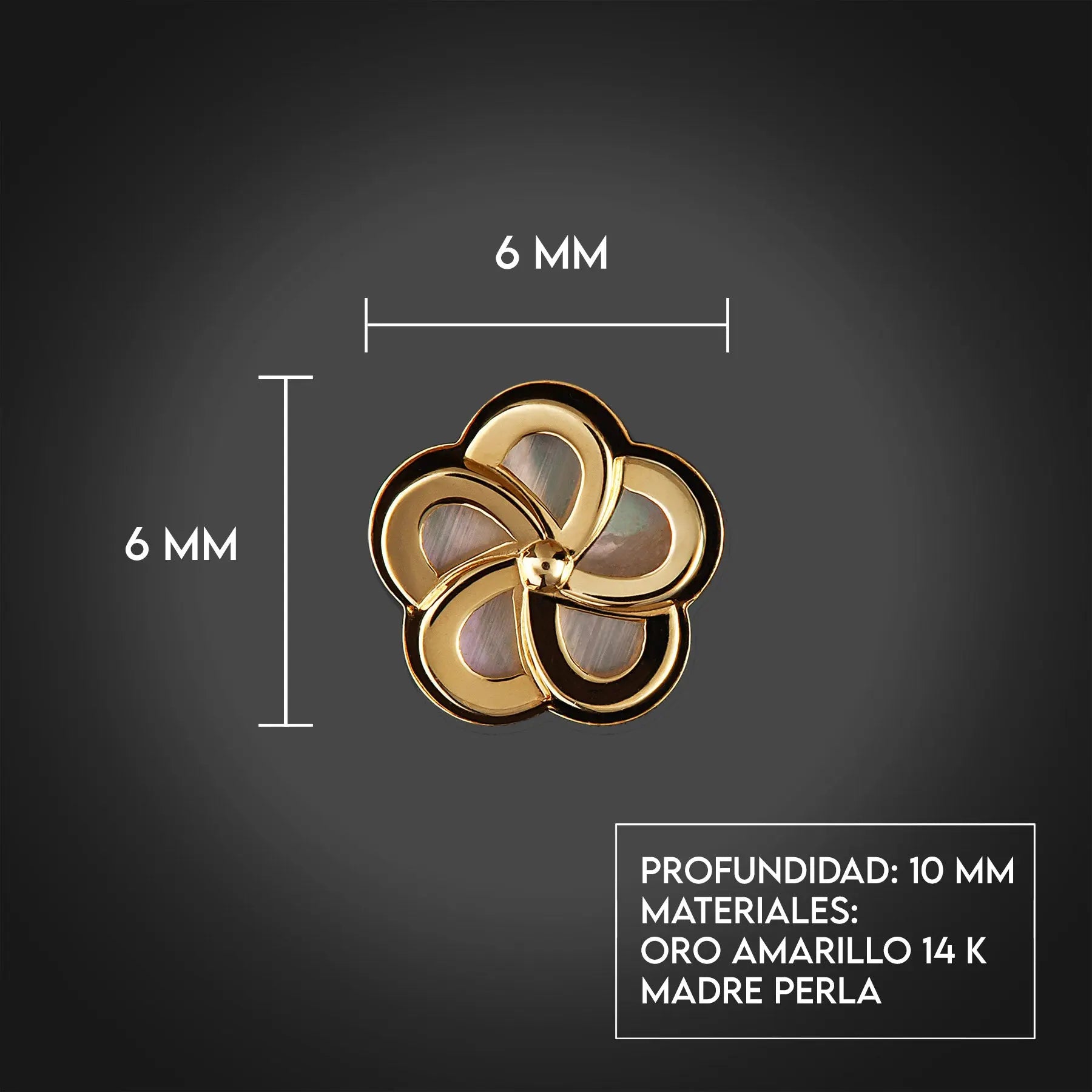 Aretes de oro 14K broquel Flor oro amarillo y madre perla GIALLO JEWELRY
