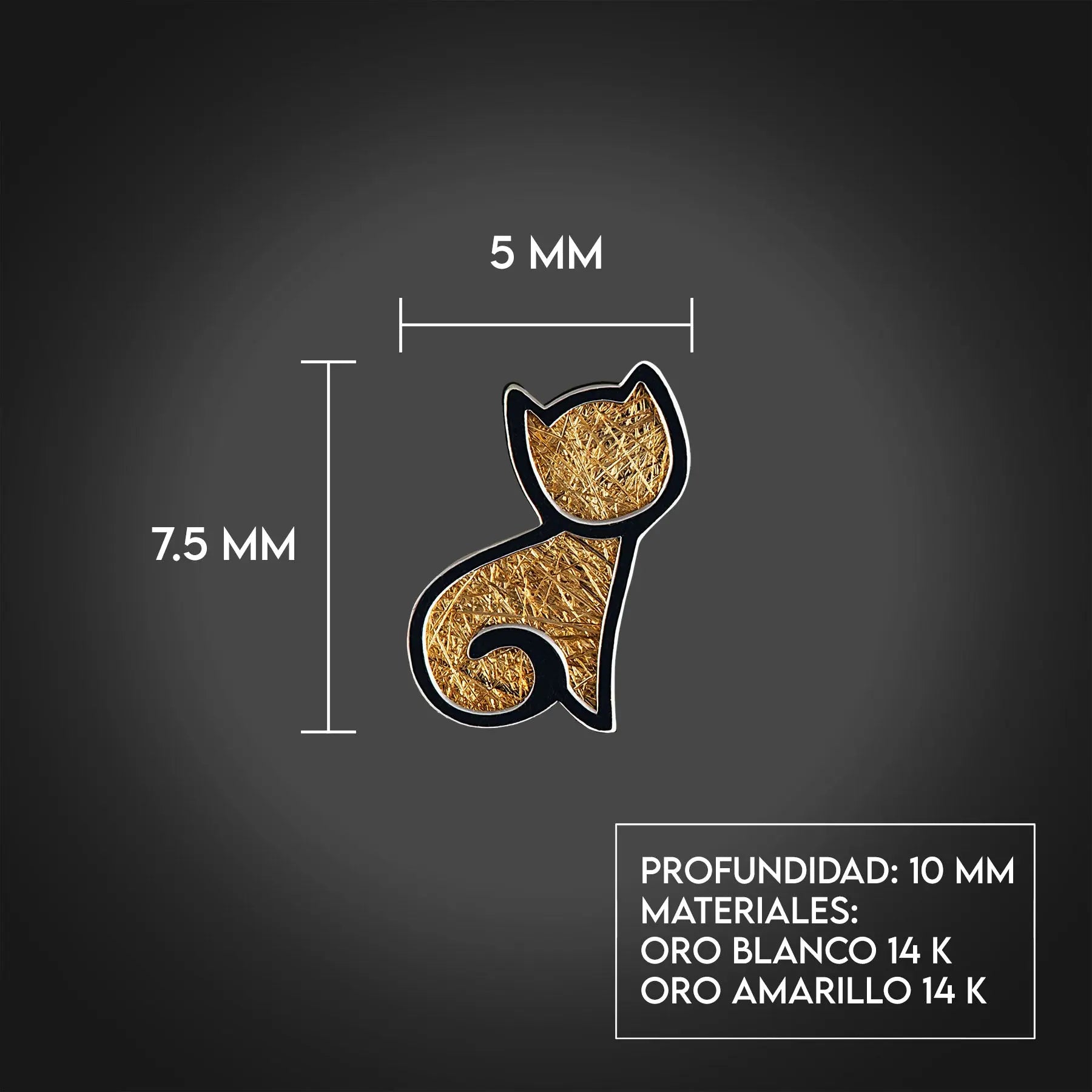 Aretes de oro 14K broquel Gatos oro blanco y amarillo GIALLO JEWELRY