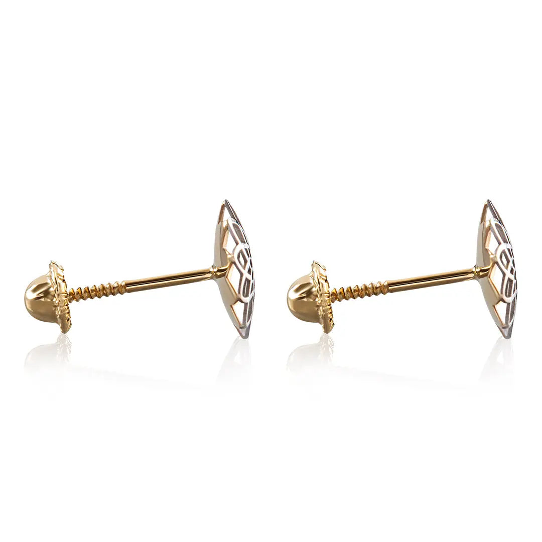 Aretes de oro 14K broquel Girasol de oro amarillo y oro blanco GIALLO JEWELRY
