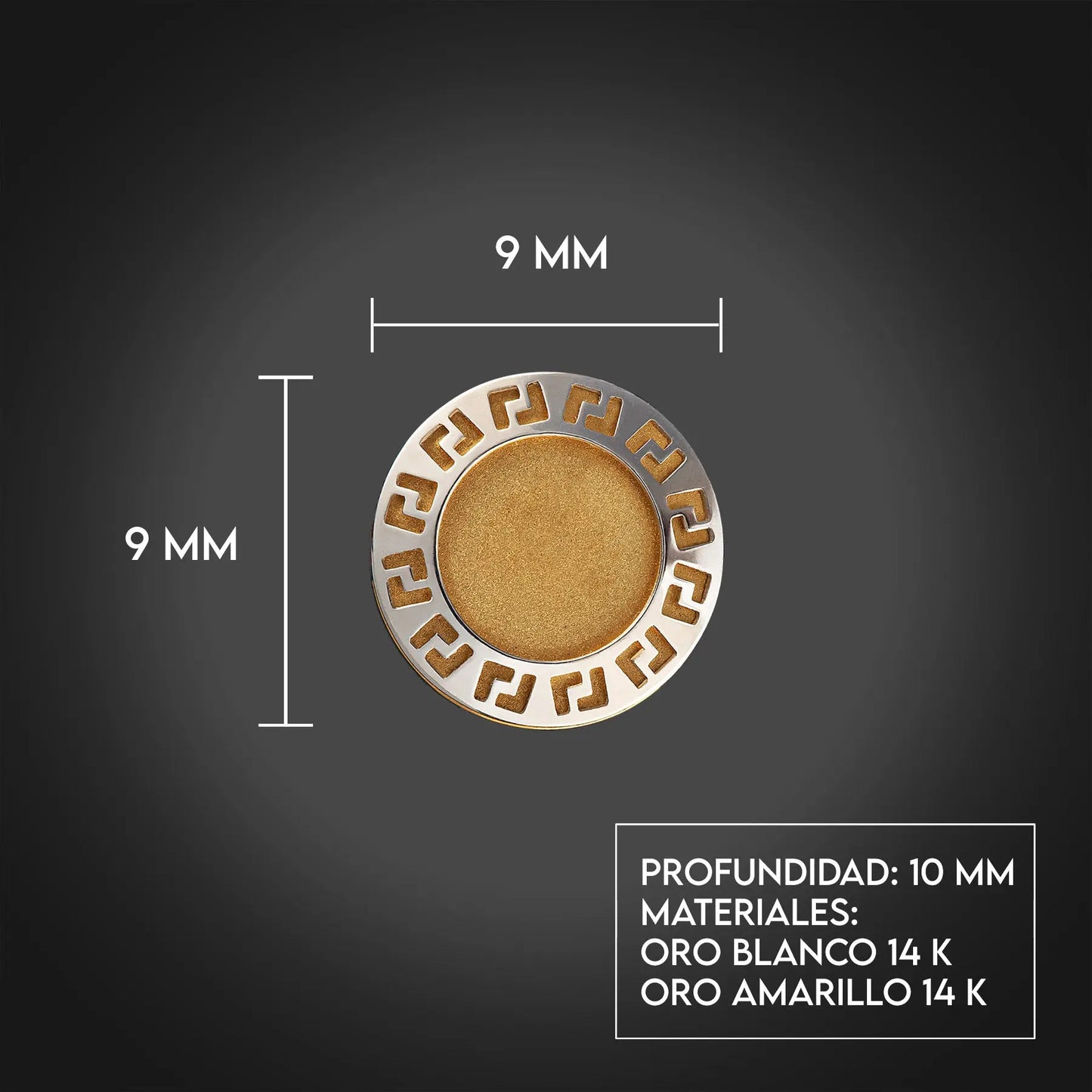 Aretes de oro 14K broquel Grecas oro blanco y amarillo GIALLO JEWELRY