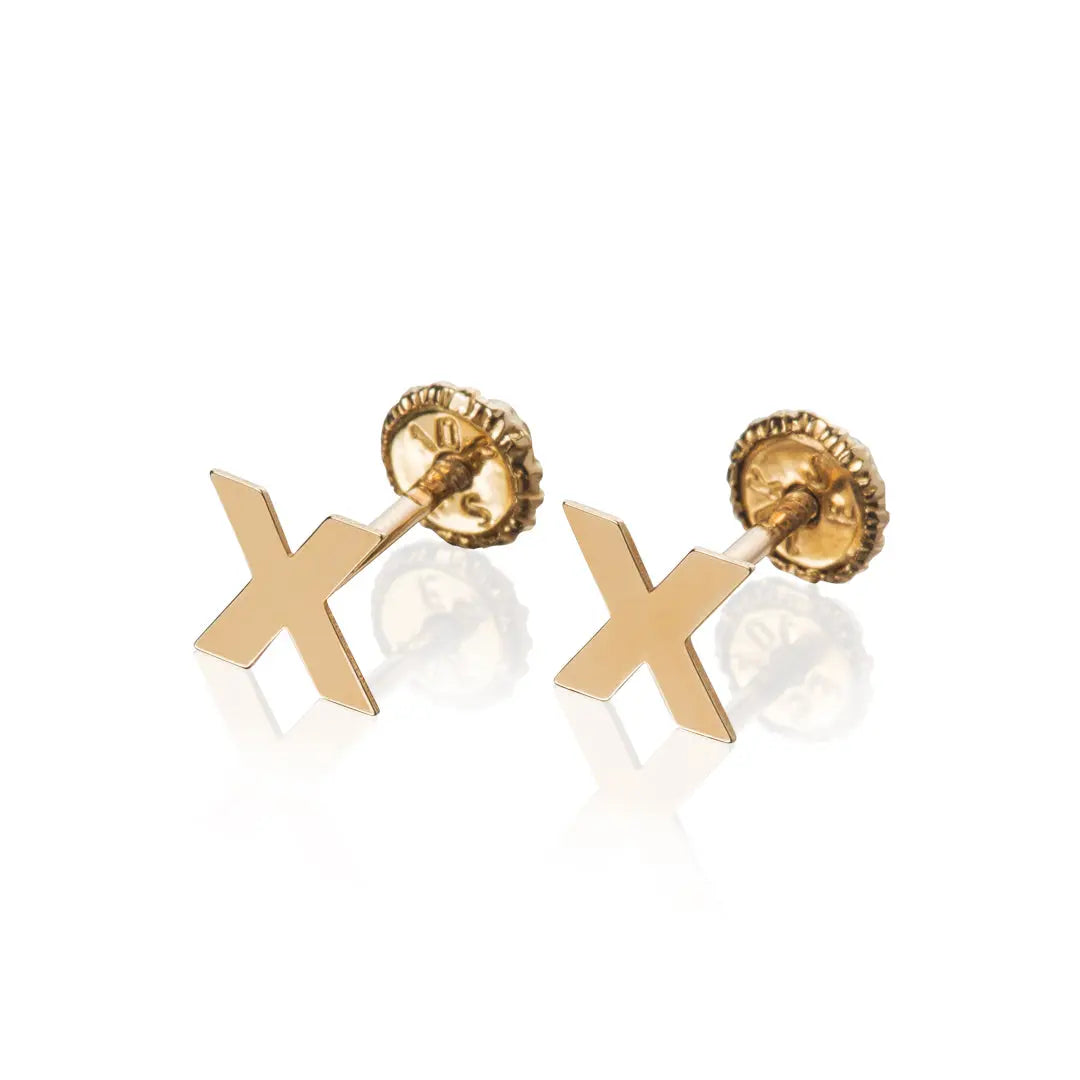 Aretes de oro 14K broquel X oro amarillo