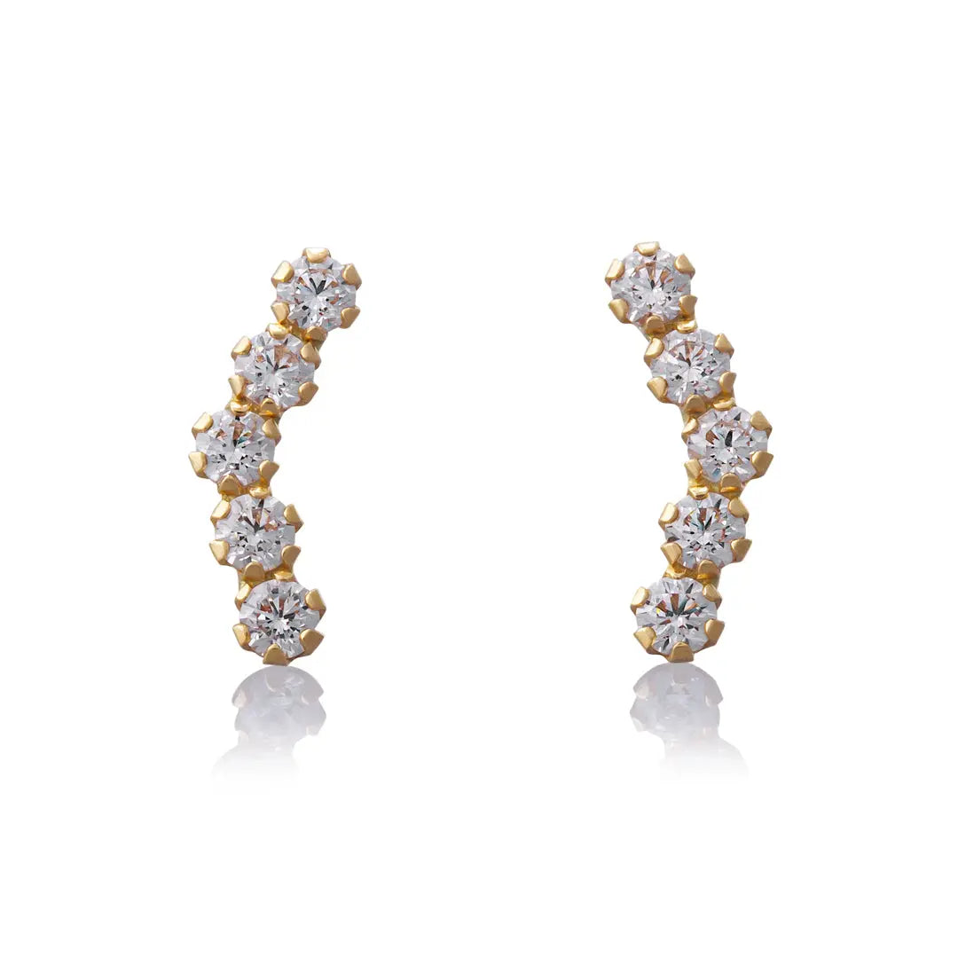 Aretes de oro 14k Broquel Constelación de Estrellas  de oro amarillo con circonias GIALLO JEWELRY