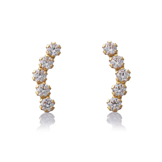 Aretes de oro 14k Broquel Constelación de Estrellas  de oro amarillo con circonias GIALLO JEWELRY
