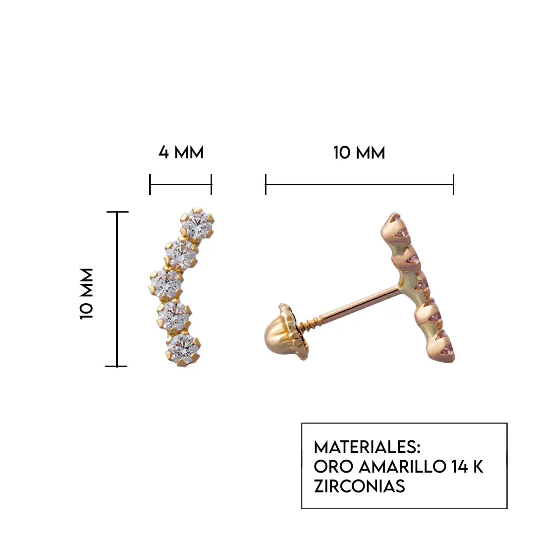 Aretes de oro 14k Broquel Constelación de Estrellas  de oro amarillo con circonias GIALLO JEWELRY