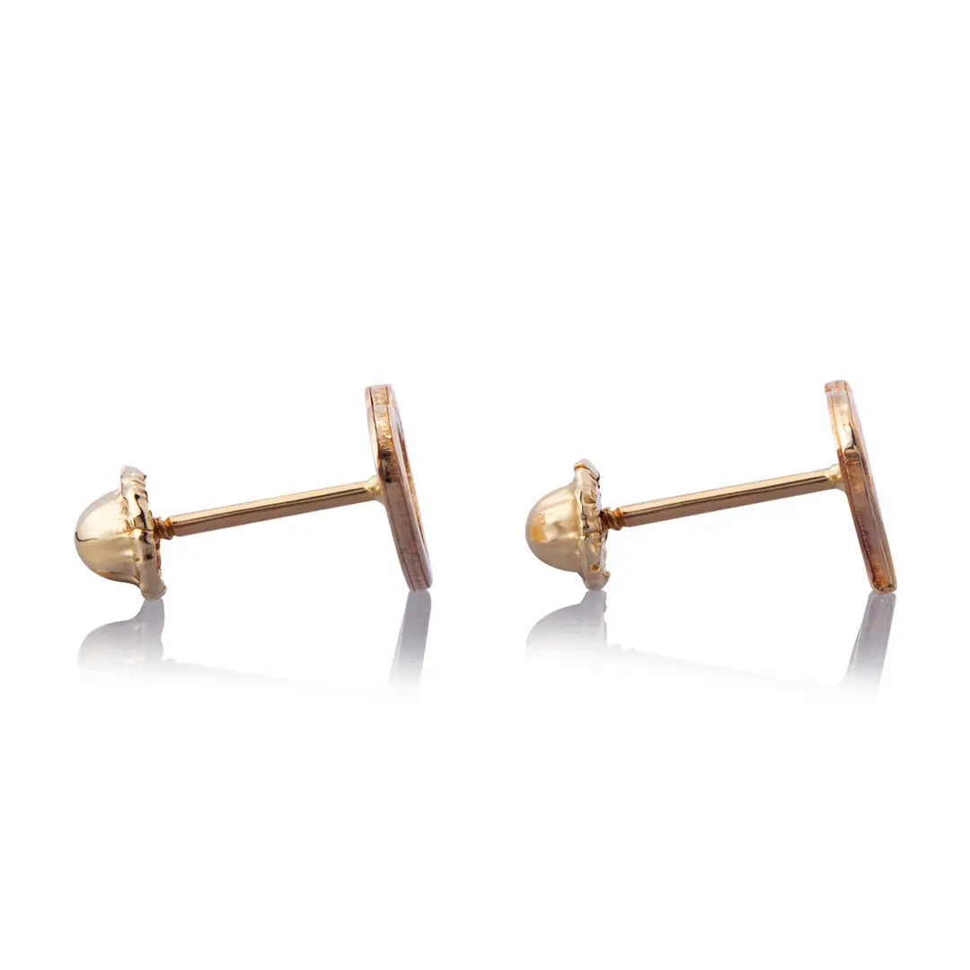 Aretes de oro 14k Broquel Corazón nube de oro amarillo brillante y madre perla GIALLO JEWELRY