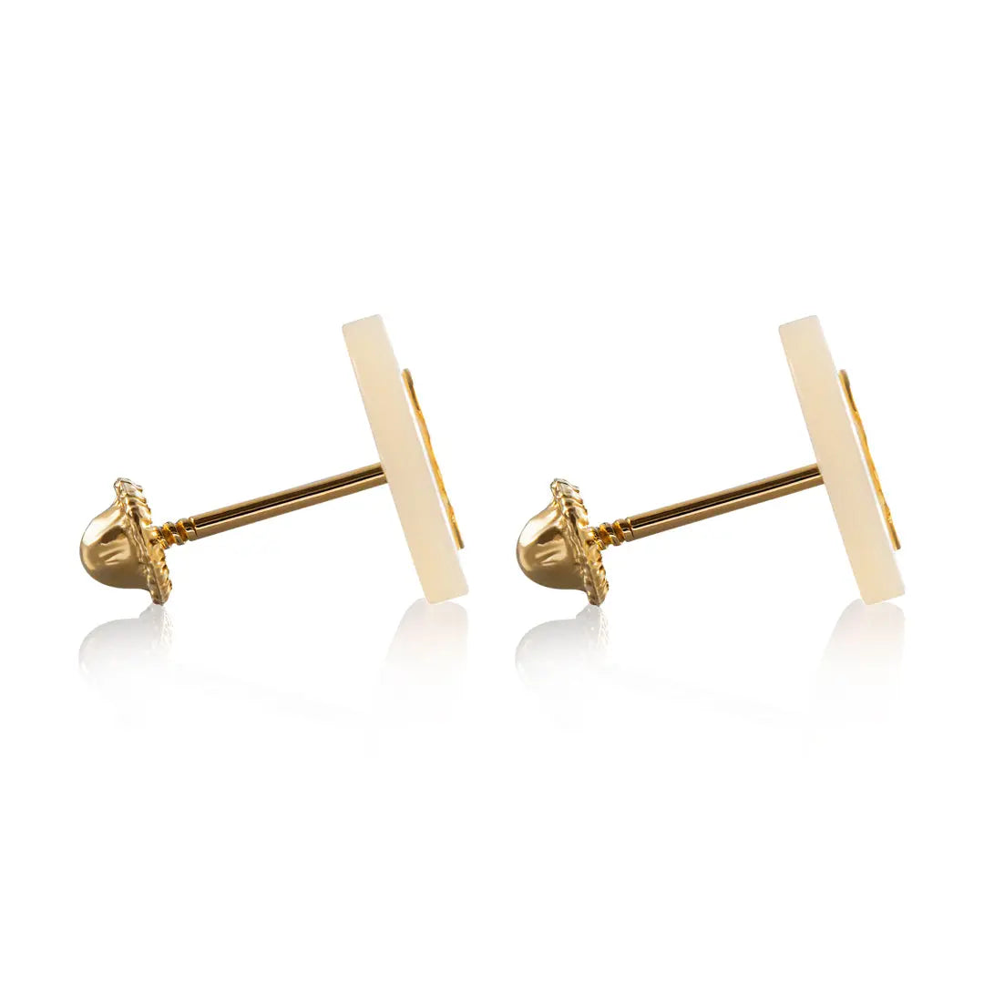 Aretes de oro 14k Broquel Estrella perlada con oro amarillo y madre perla GIALLO JEWELRY