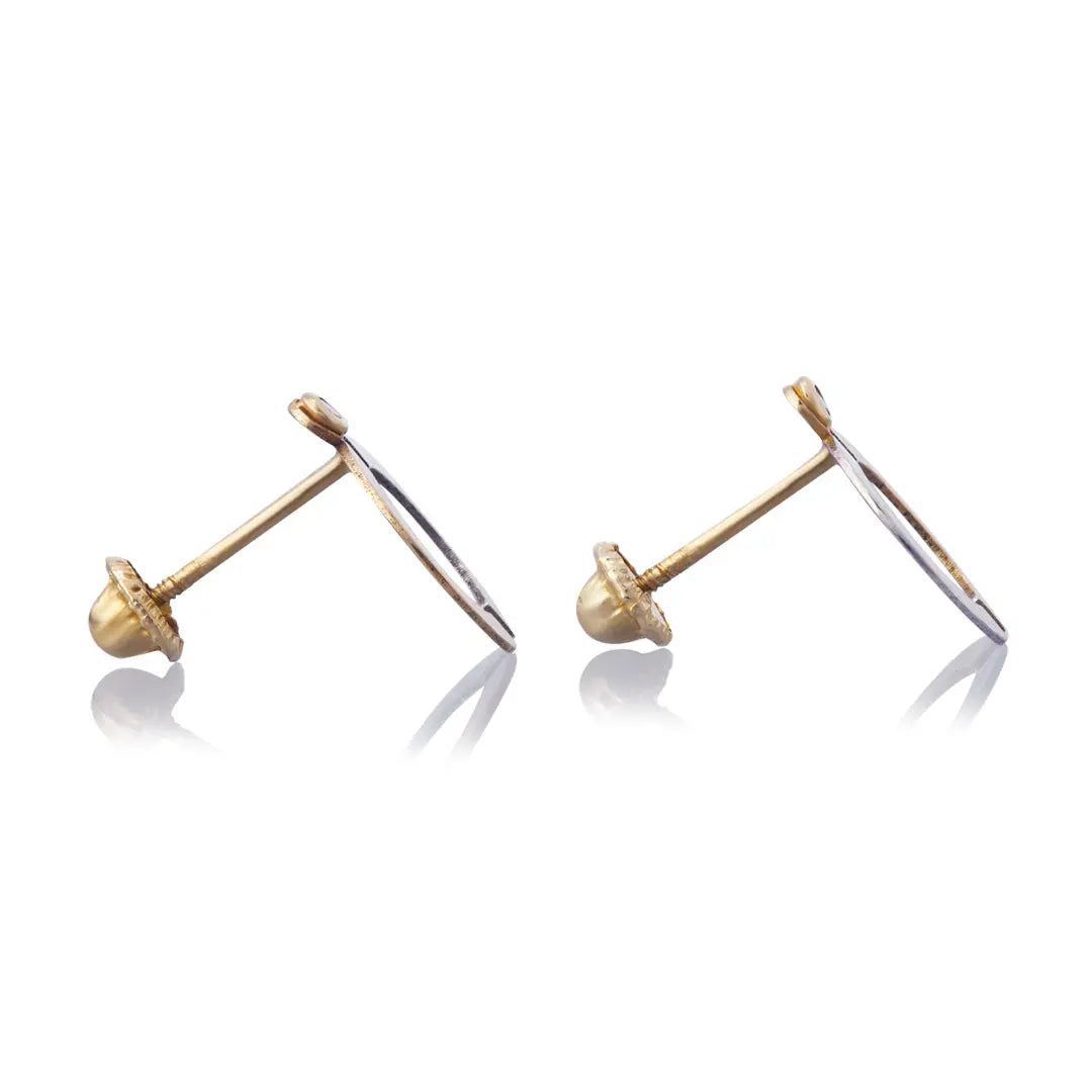 Aretes de oro 14k Broquel GIALLO COLLECTION One de oro blanco y amarillo con circonia GIALLO JEWELRY