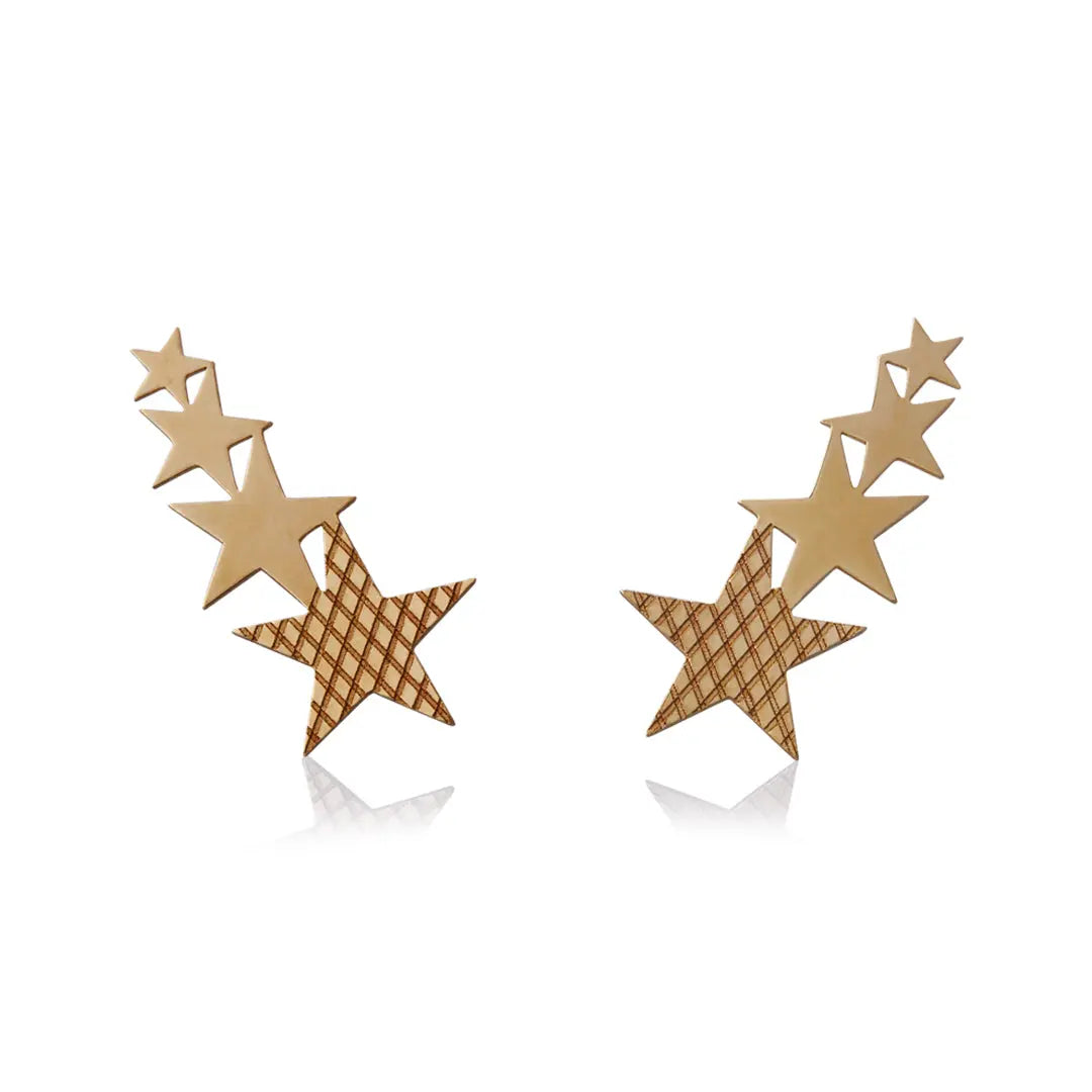 Aretes de oro 14k Broquel GIALLO COLLECTION Rock Star de oro amarillo brillante con cortes diamantados GIALLO JEWELRY