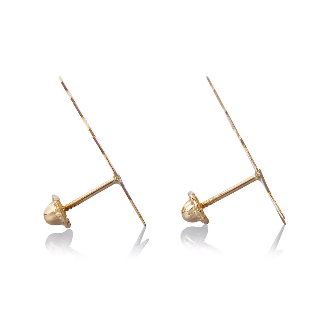 Aretes de oro 14k Broquel GIALLO COLLECTION Rock Star de oro amarillo brillante con cortes diamantados GIALLO JEWELRY