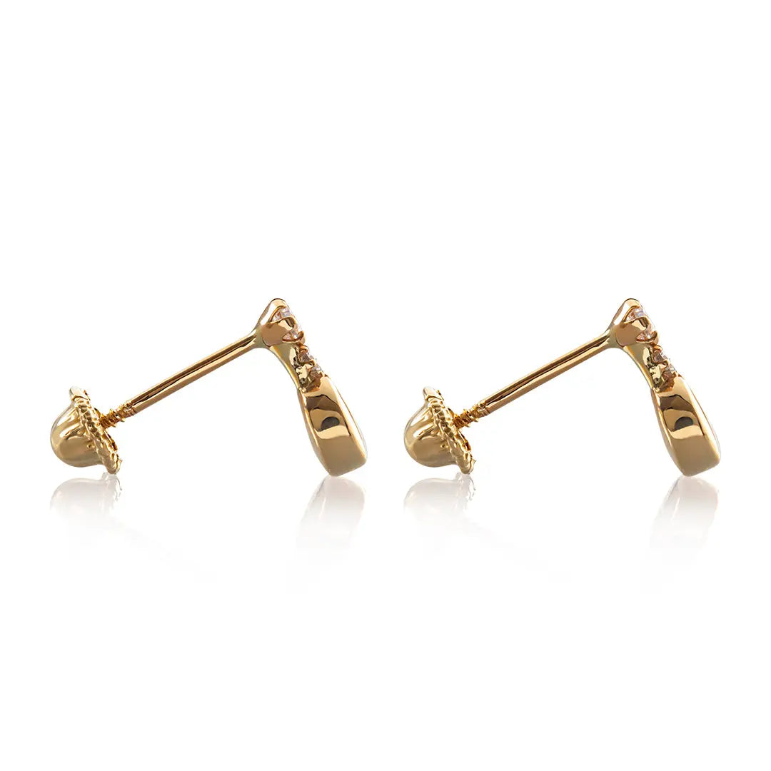 Aretes de oro 14k Broquel Gota de luna con oro amarillo y zirconias GIALLO JEWELRY