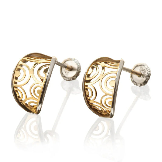 Aretes de oro 14k Broquel Hoja minimalista con oro amarillo GIALLO JEWELRY