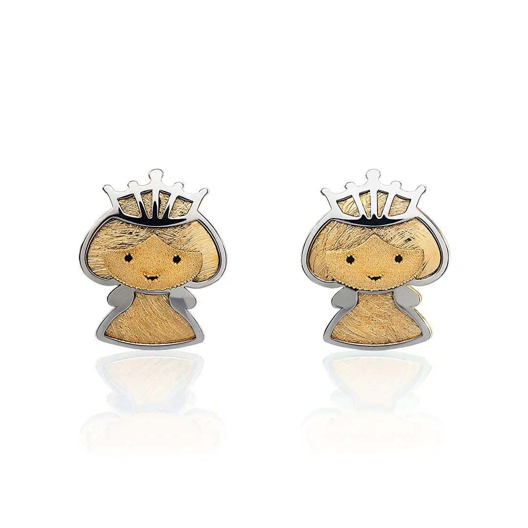 Aretes de oro 14k Broquel Princesa con oro amarillo GIALLO JEWELRY